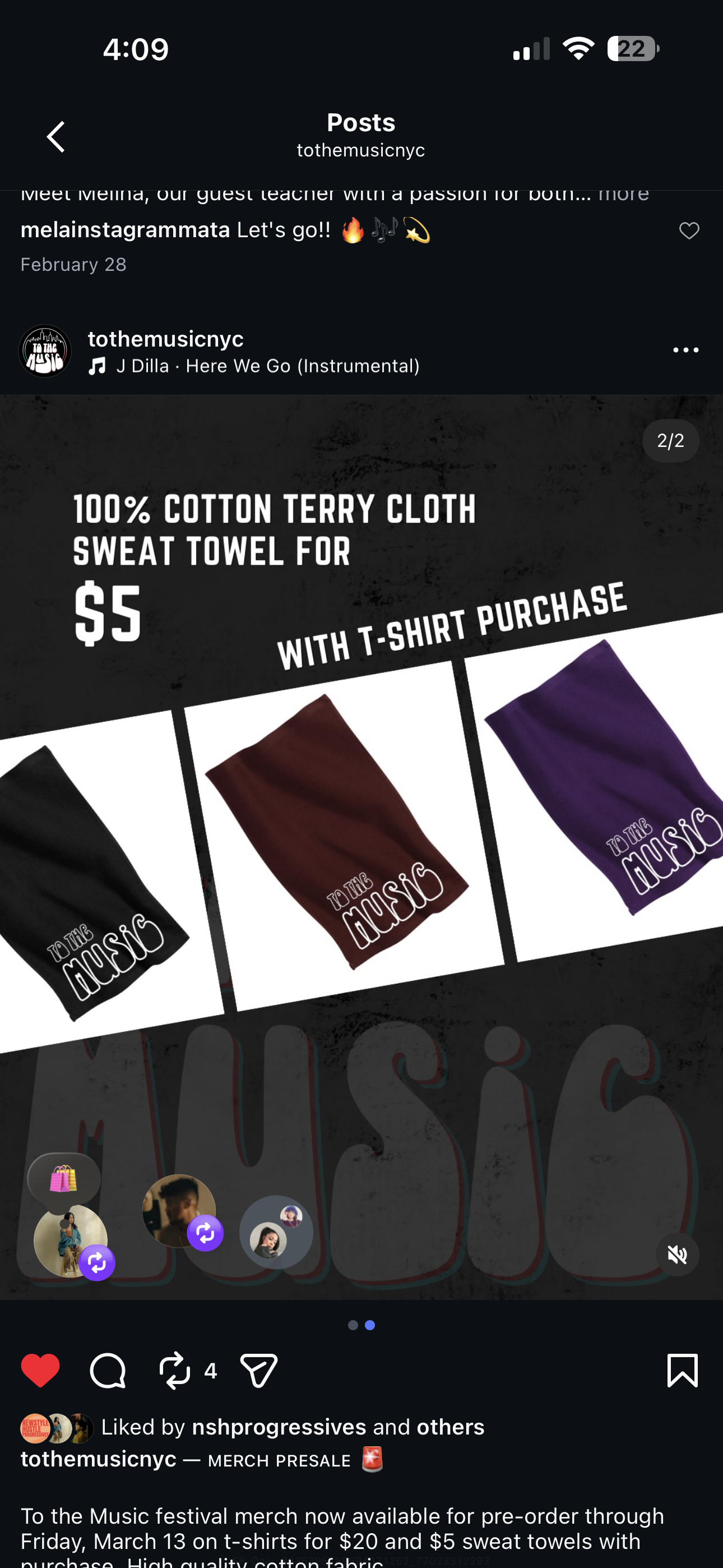 To The Music Sweat Towels in 3 colors